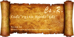 Csörgits Renátó névjegykártya